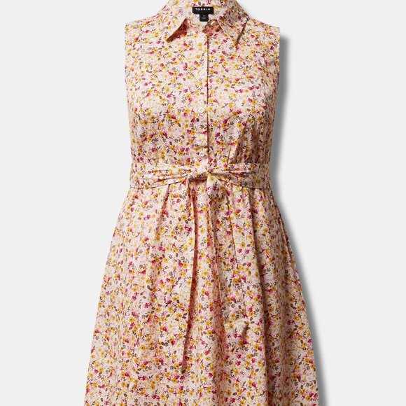 Torrid Poplin Collared Shirt Dress Sunshine Ditsy Floral Size 1X (14-16) NWT - Picture 4 of 6